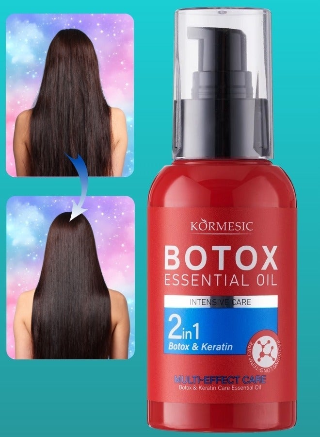 Kormesic Botox Essential Oil 100ml Deeply Nourishes Hair 2 in 1 Botox And Keratin Care Essential Oil Protect Dyed & Permed Hair Make Hair Smooth Restore Hair Natural Shine - Image 1